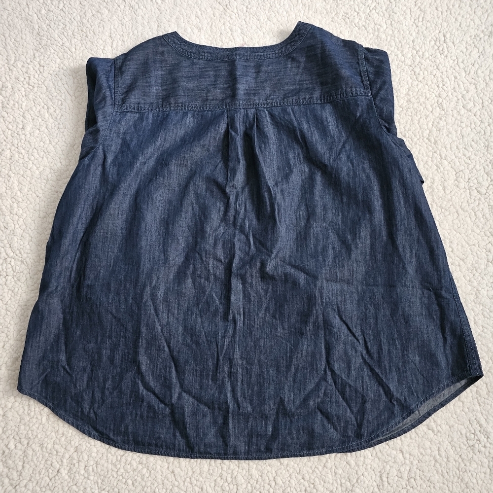 Talbots Denim Shirt Womens 3x Blouse Tunic Five Buttons 3/4 Sleeve - Picture 3 of 9